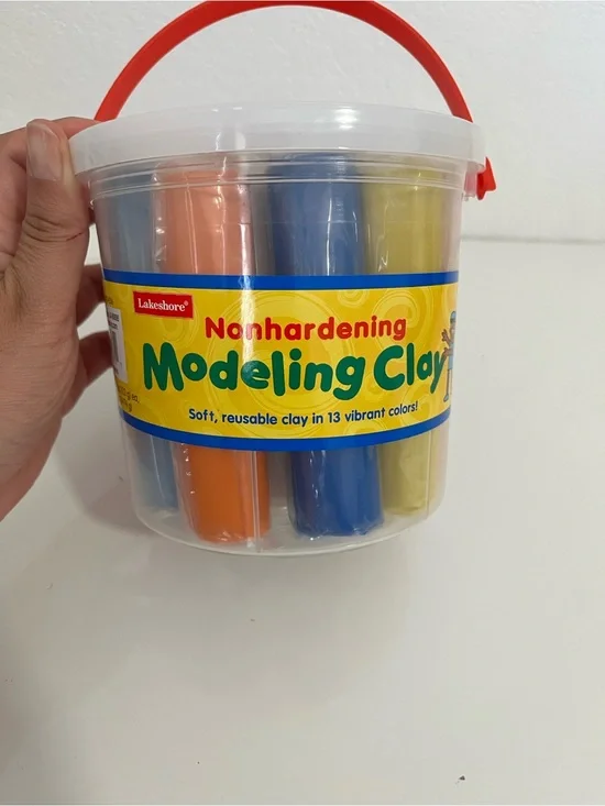 Lakeshore Nonhardening Modeling Clay Bucket - Orange, Blue, Yellow