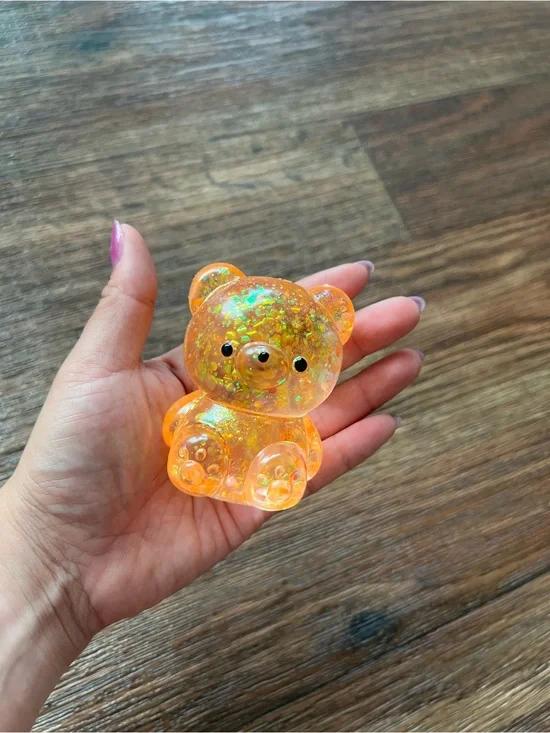 Orange Glitter Bear Squishy Toy