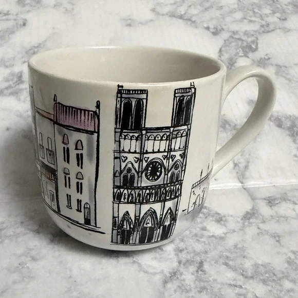Sur La Table Notre Dame Cityscape Paris France Icon Illustration Coffee Mug 15oz