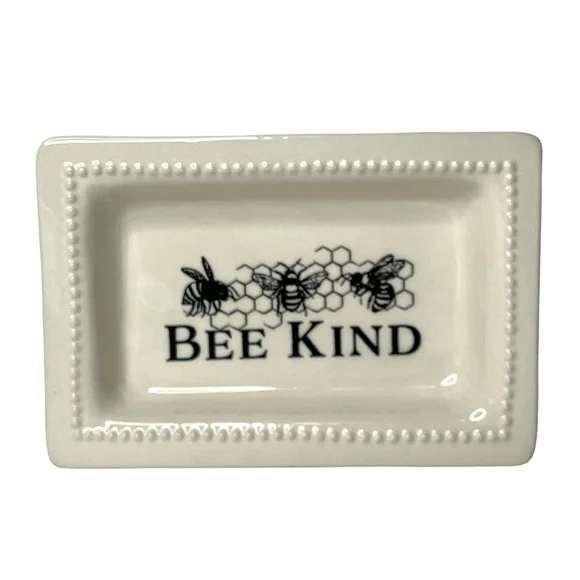Ashland‎ Ceramic Bee Kind Trinket Tray Cream English Garden New Ring Desk Dish