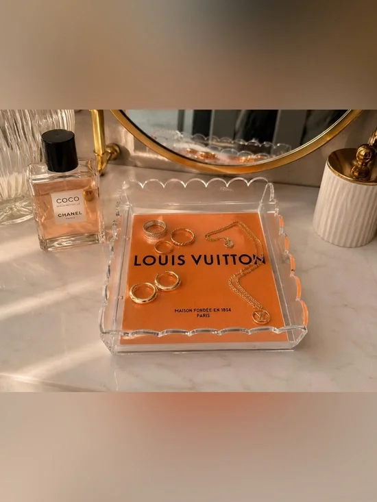 *Handmade* Acrylic Vanity Tray with Louis Vuitton Authentic Shopping Bag