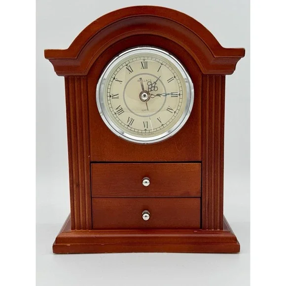 Wallace Silversmiths Mantel Clock Jewelry Box 2 Drawers AS-IS Clock Repair