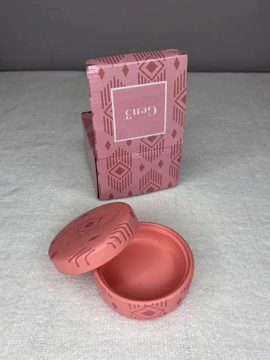 Gen3 Accents Blake Trinket Dish W/Lid pink terracotta textured clay tribal-style