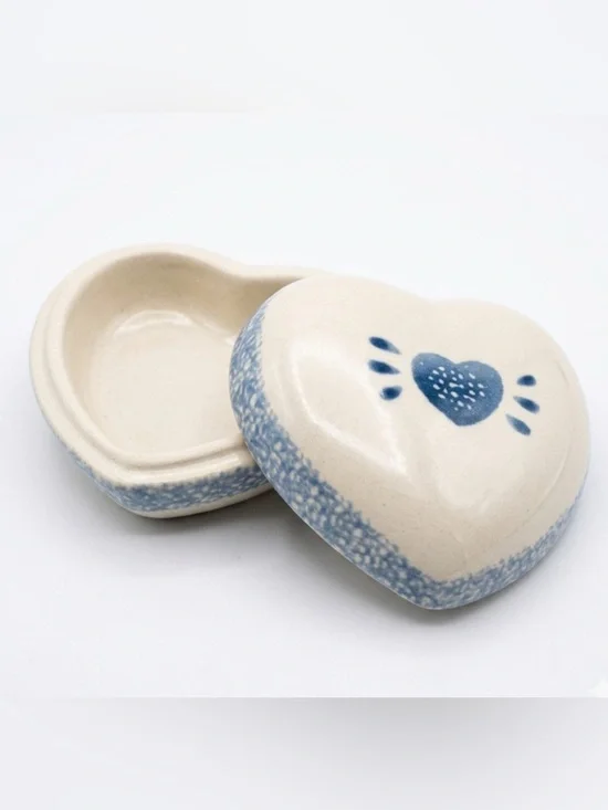 Heart shaped Vintage trinket Jewelry Box farmhouse style