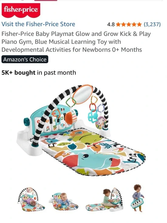 Fisher-Price Multi-Color Glow & Grow Kick & Play Piano Gym