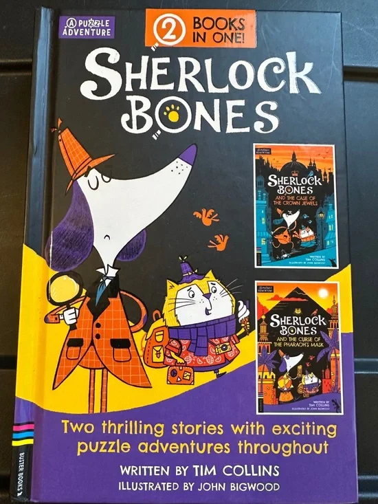 Sherlock Bones Book - Hardback - Contains 2 Novels - Kids Fiction Dogs