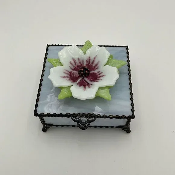 HANDCRAFTED Stained Glass Jewelry Box Keepsake Box