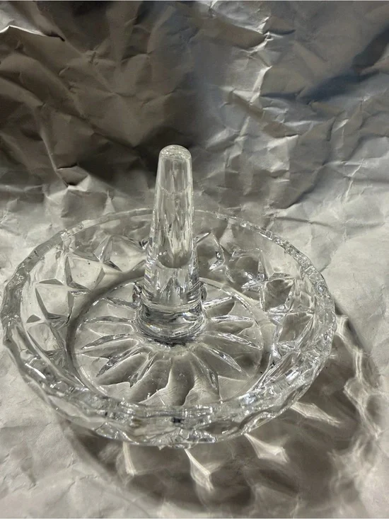 Clear pressed Glass Ring Holder/trinket Dish
