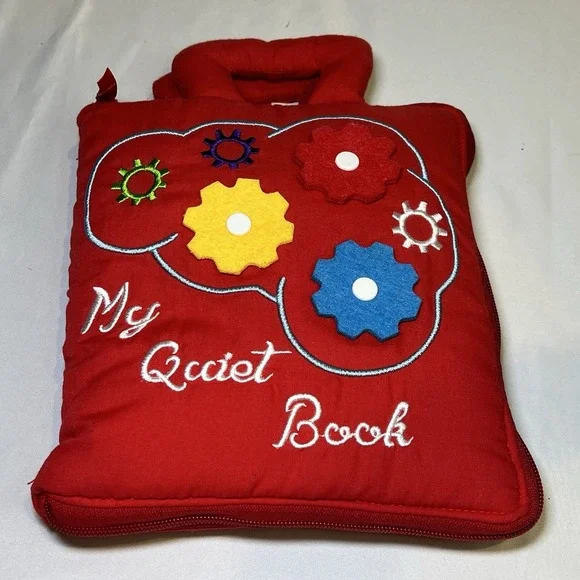 DEMOCA Red My Quiet Book Soft with‎ Carrying Handle Basic Fine Motor Skills EUC
