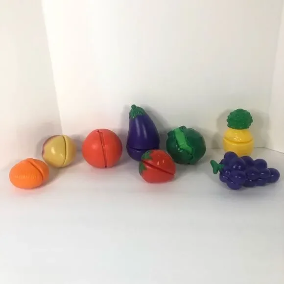 Lot pretend play food‎ cut veggie fruit hook loop fastener 8 different fruits