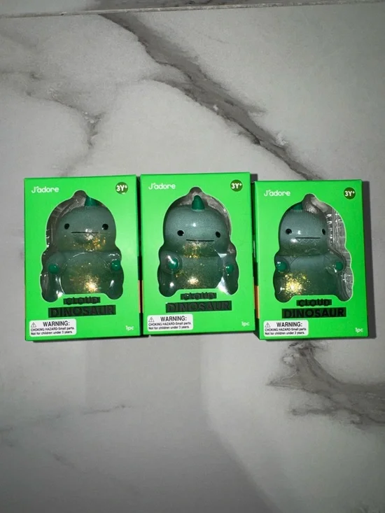 J’ Adore Green Cloud Dinosaur Sensory Toy - Glitter Stretch Squishy