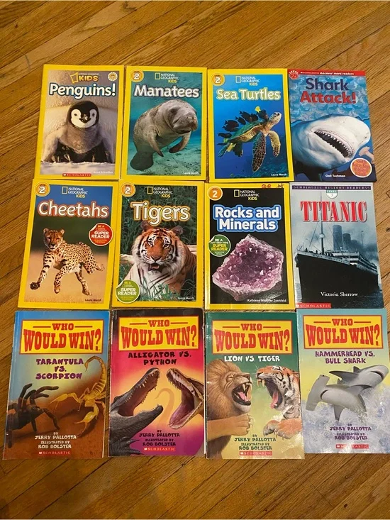 National Geographic Kids & Scholastic Children's Book Lot who would win books
