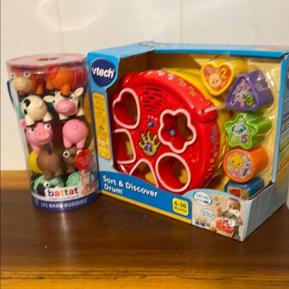 🎉NEW! Bundle of Vtexh Sort and Discover Drum and Battat Stretch Animals!