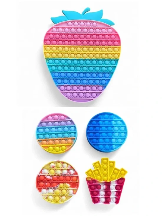 Push Pop Bubble Sensory Fidget Toy Lot Of 5 Shapes & Food