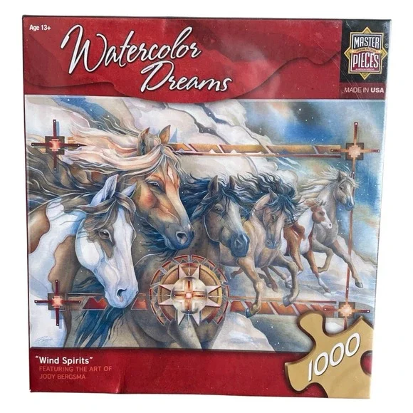 Wind Spirits Watercolor Dreams Puzzle Horses Jody Bergsma 1000 Pcs Brand New