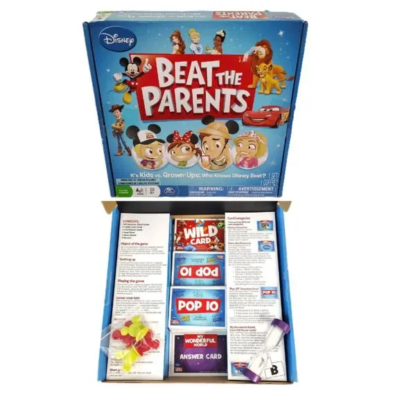 Disney Beat The Parents Board Game Kids vs Adults Trivia Complete Spin Master