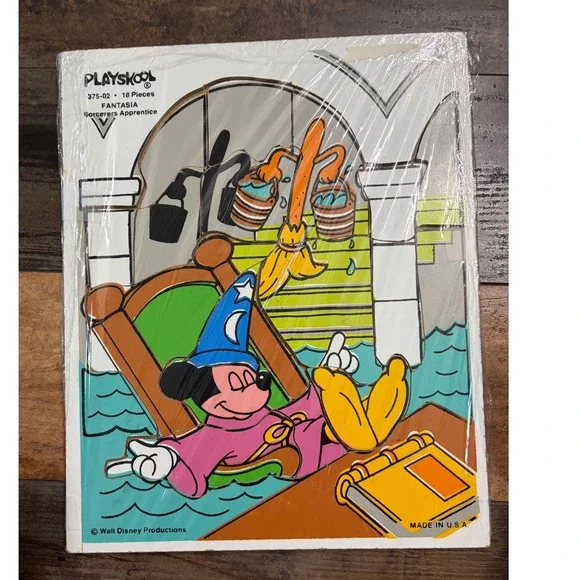 Vintage‎ Playskool Disney Fantasia Sorcerer's Apprentice Puzzle 375-02 18 Piece