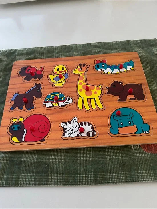 Wooden Animal Peg Puzzle - Colorful Kids Toy