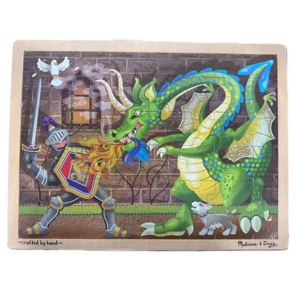 Melissa & Doug Knight vs Dragon Wooden Jigsaw Puzzle 48 Piece Fresh Start 9063