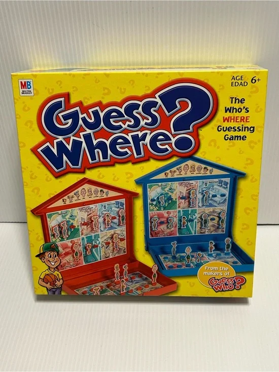 Guess Where? Board Game Fold-up Houses 6+ Milton Bradley (complete w/ flaws) USA