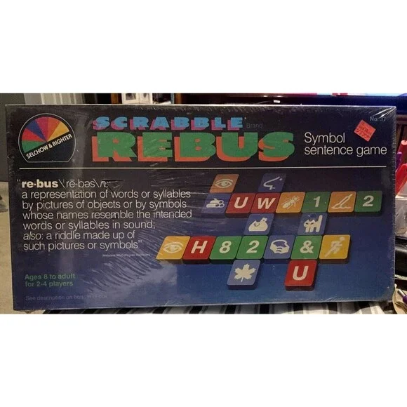 SCRABBLE REBUS SYMBOL SENTENCE BOARD GAME 8& SEALED 1986 NEW VINTAGE