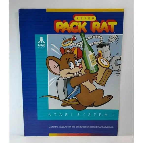 Peter Pack Rat Arcade Flyer Original Vintage 1985 Atari Video Game Art 8.5