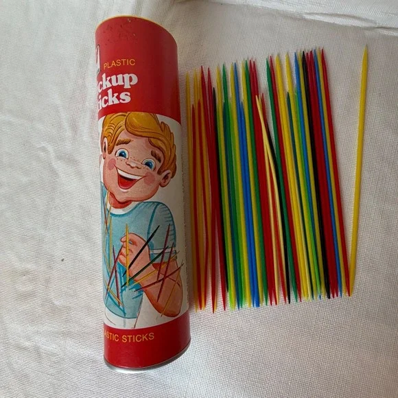 Vintage Lawson Kids‎ Plastic Pickup Sticks Game Original Tube 31 Sticks 10-Adult
