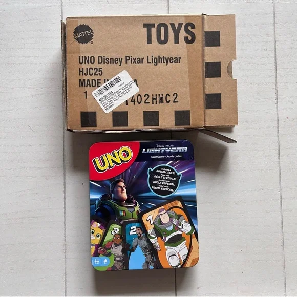 NIB Mattel Games UNO Disney and Pixar Lightyear Card‎ Game Collectible Tin