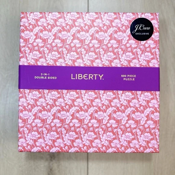 J Crew Liberty 500 Pc Puzzle Double Sided‎ Floral Print Complete Gift Box Set