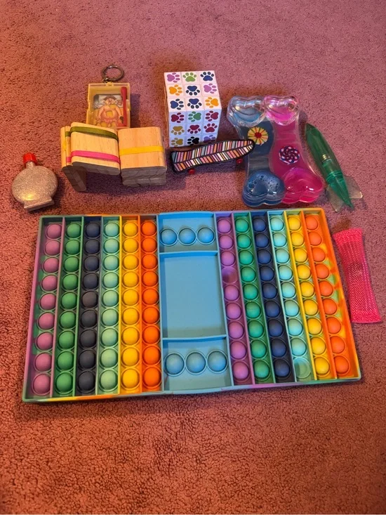 Multi-Color Kids Fidget Pop-It Toy with Assorted Accessories