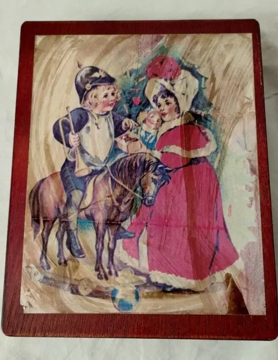 Vintage 2 Sided Puzzle-Block Lithograph 