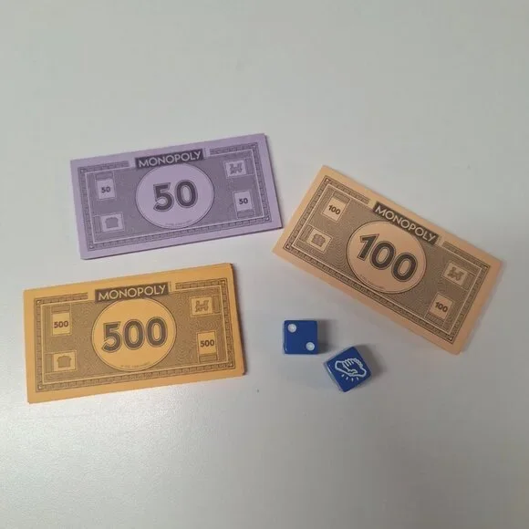 Monopoly Empire 2014 Replacement Pieces Blue Dice Money 500‎ 100