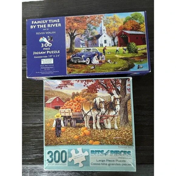 300 Piece Puzzles Fall Horses Family But N’ Pieces Lot of 2