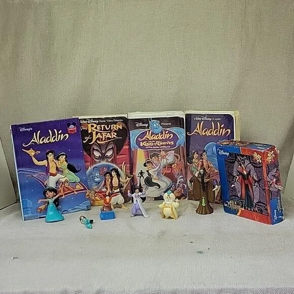 ‎Disney Aladdin and Jafar VHS movies, book and puzzle and figures