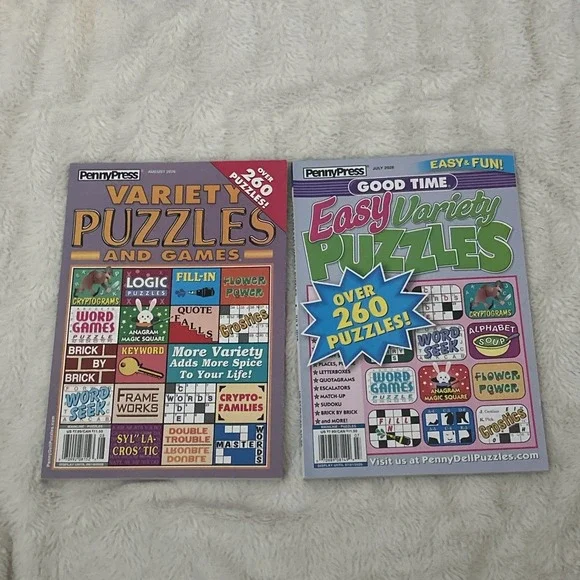 Penny Press Puzzle Books Lot Of  Easy Variety And Variety Games  2 Pack