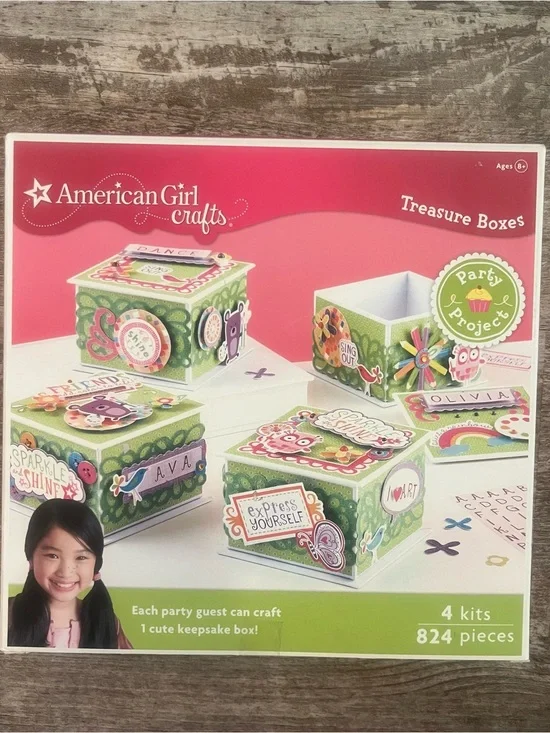 American Girl Kids Green Treasure Boxes Party Kit