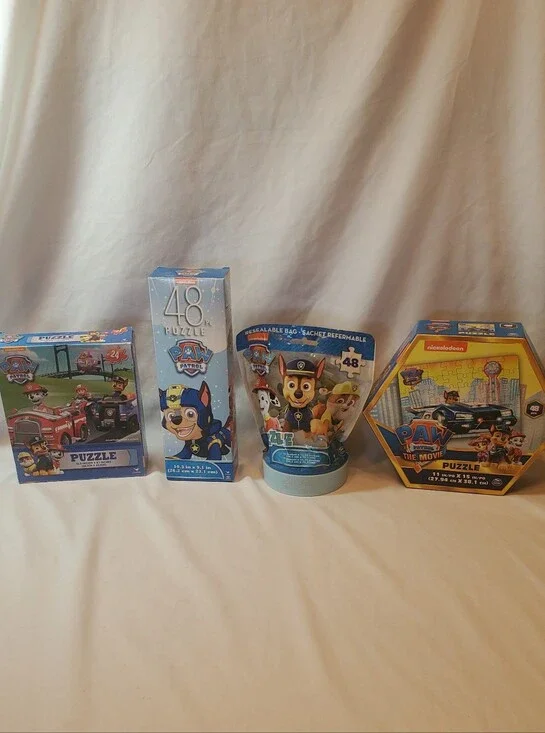 PAW Patrol Kids Jigsaw Puzzles, Lot Of 4, (1) 24 Pc, (3) 48 Pc EUC Complete