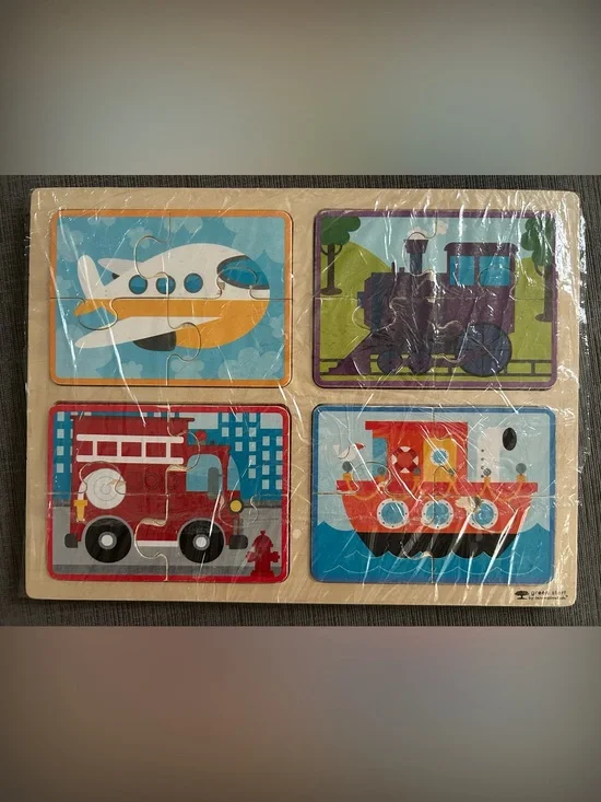 Green Start by innovativeKids Wooden Vehicles 4-in-1 Puzzle Set
