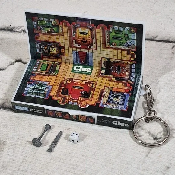1998 Mini Clue Travel Board Game Vintage Keychain With Magnetic‎ Pieces