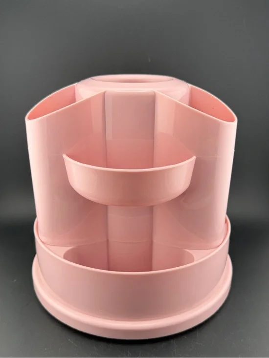 THINKSPACE BEAUTY Rotating Cosmetic Makeup Organizer PINK 10 Compartments 8x7.5”