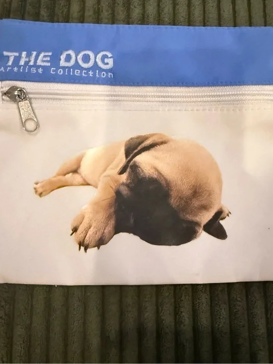 Vintage The Dog Artlist Collection Pug Puppy Pouch Zipper Coin Case Makeup Bag