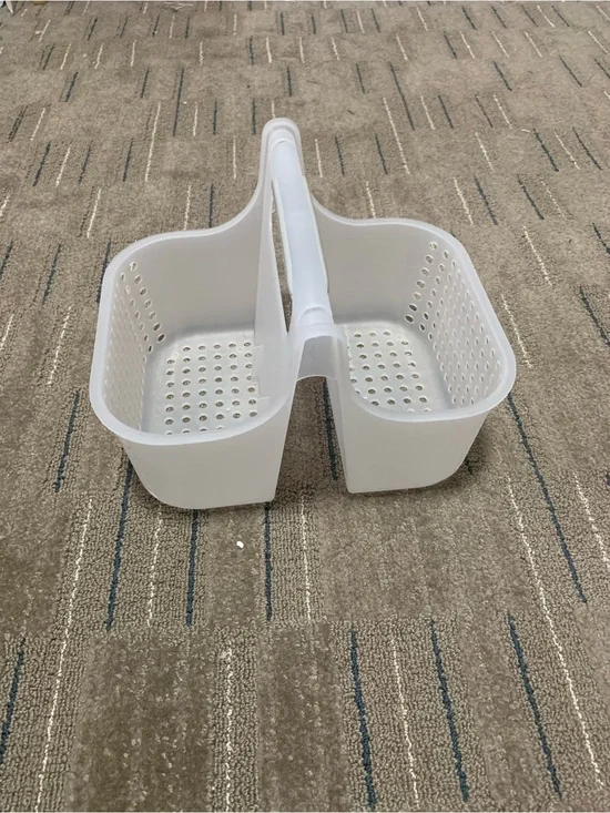 White Plastic Double Caddy with Handle