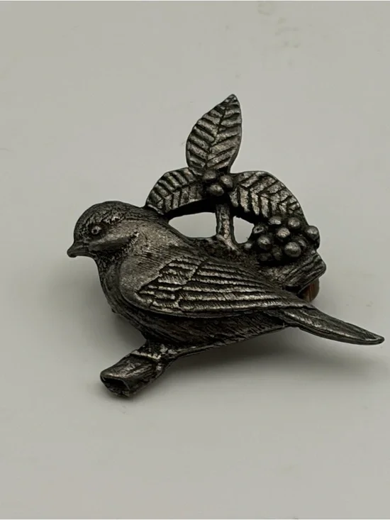 Vintage Birds and Blooms 2002 Limited Edition Songbird Pin Pewter Grandmacore