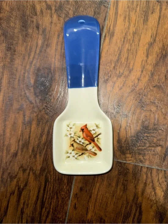 Blue and Cream Bird Ceramic Scoop - Pets Bird