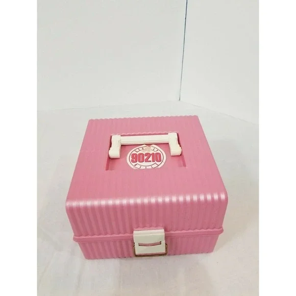 Vintage Sassaby Pink Make Up Storage Train Case  Jewelry Box Organizer Crafts