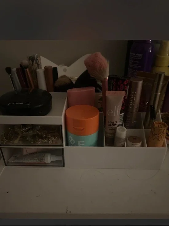 White Cosmetic Organizer Caddy for Makeup and Accessories