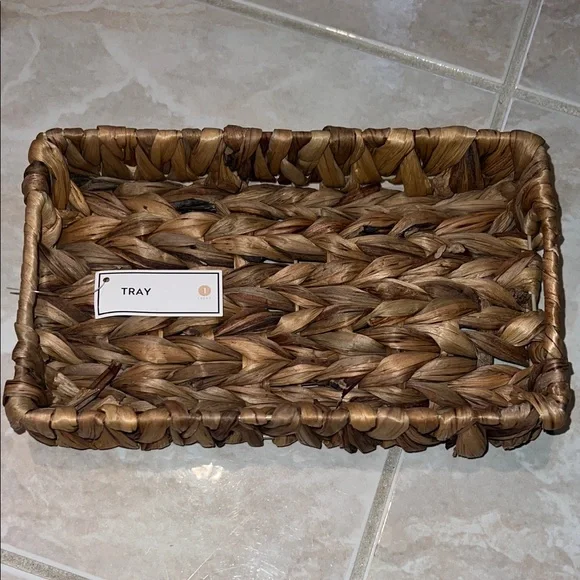 NWT Rectangular Wicker Serving Tray w/ In-built Handles Woven