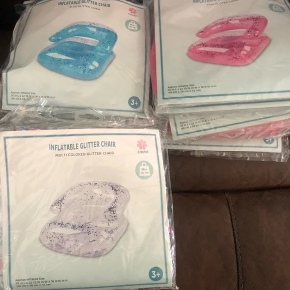 90’s Y2K retro vibes Inflatable Glitter Chair -Pink, or clear