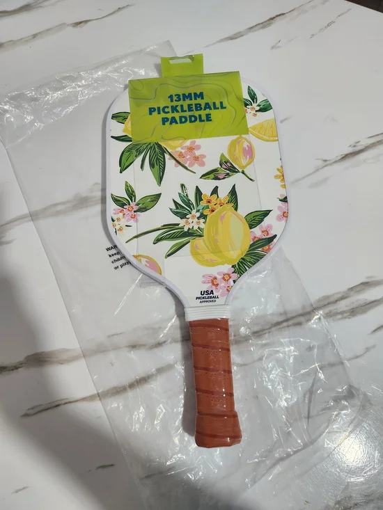 13mm Floral Pink Lemon Pickleball Paddle with Brown Grip