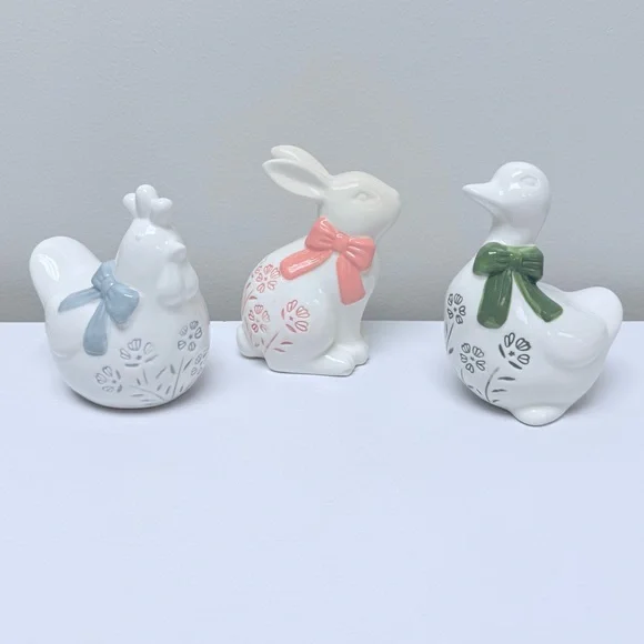 New Full Set of 3 Ceramic Floral Figurals: Duck, Hen, & Bunny from Target 2026